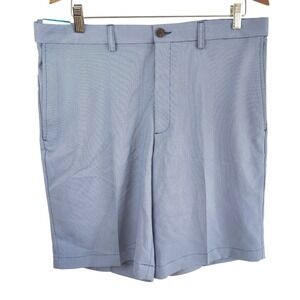 Haggar Mens 36W Expandable Waist Oxford Short Cool 18 Pro Color 400 Blue